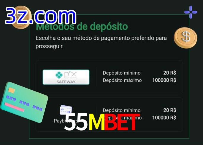 O cassino 55Mbet oferece uma grande variedade de métodos de pagamento